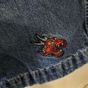 Vintage JNCO embroidered dragon Jean shorts